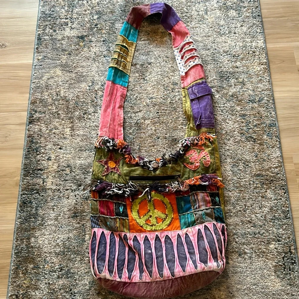 Hobo bag, cotton, multicolored
